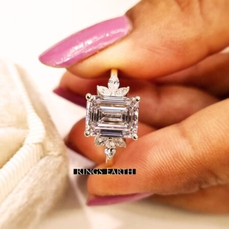 2.50Ct Emerald cut IGI Certified Lab Grown Diamond engagement ring, Unique women wedding Bridal gift RE023