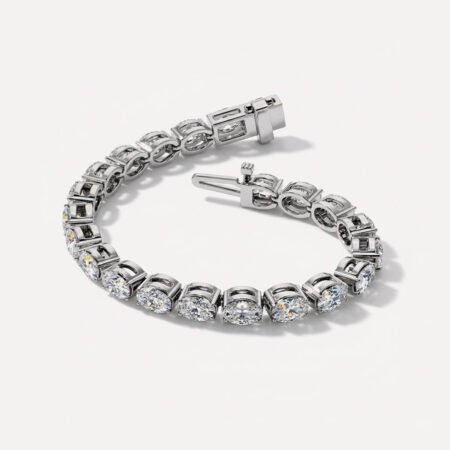 15.90 carat Oval cut Lab Grown Diamonds Tennis Bracelet 14K White Gold IGI Certified