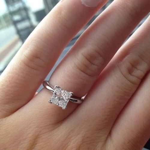 2.15 carat IGI CERTIFIED F Color VS1 Clarity Princess Cut CVD Diamond Solitaire Engagement Ring 14k White Gold RE337 photo review