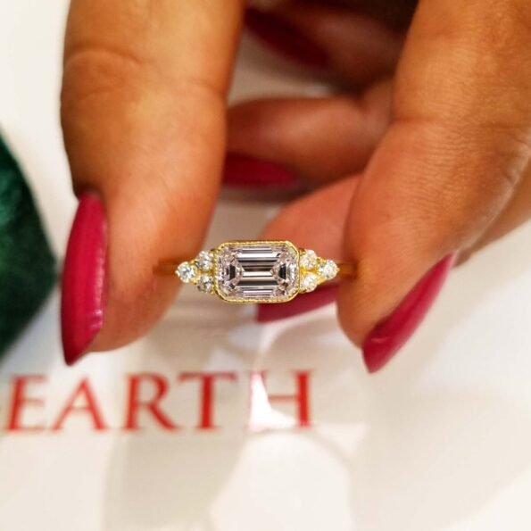 1CT Emerald cut IGI Certified Lab Grown Diamond ring, Engagement ring, Gift for her, 14K Gold RE406