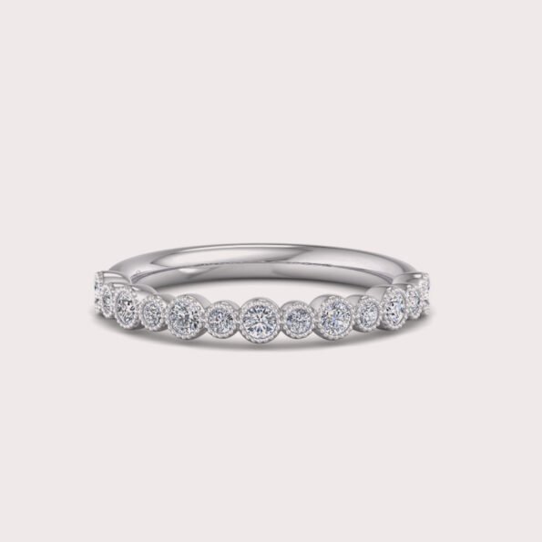 14K White Gold Mini Lina Milgrain Ring RE399