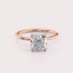 2.15 CT IGI Certified Cushion cut CVD Diamond,14K Rose Gold Diamond Ring, Hidden Halo Engagement Ring RE465