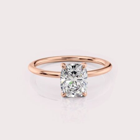 3.19 CT IGI Certified Elongated Cushion cut CVD Diamond,14K Rose Gold Diamond Ring, Hidden Halo Engagement Ring RE468