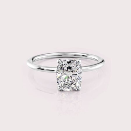 3.19 CT IGI Certified Elongated Cushion cut CVD Diamond,14K White Gold Diamond Ring, Hidden Halo Engagement Ring RE469