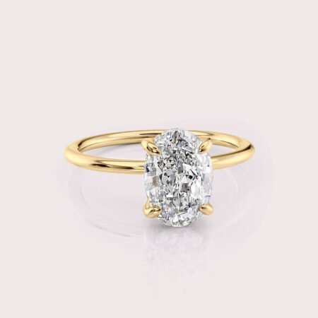 2.12 CT IGI Certified Oval cut CVD Diamond,14K Yellow Gold Diamond Ring, Hidden Halo Engagement Ring RE472