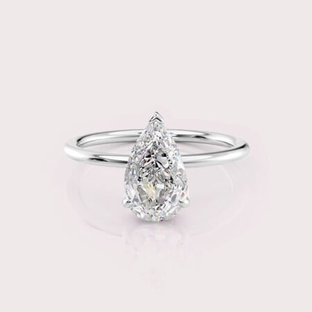 1.96 CT IGI Certified Pear cut CVD Diamond,14K White Gold Diamond Ring, Hidden Halo Engagement Ring RE474