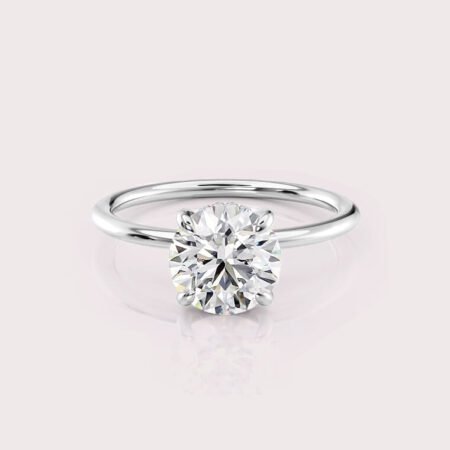 2.16 CT IGI Certified Round cut CVD Diamond,14K White Gold Diamond Ring, Hidden Halo Engagement Ring RE480