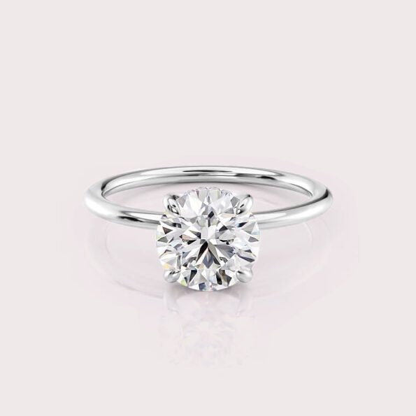 2.16 CT IGI Certified Round cut CVD Diamond,14K White Gold Diamond Ring, Hidden Halo Engagement Ring RE480