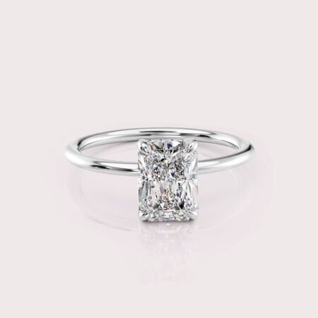 1.98 CT IGI Certified Radiant cut CVD Diamond,14K White Gold Diamond Ring, Hidden Halo Engagement Ring RE477