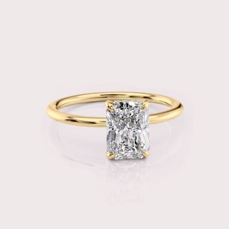 1.98 CT IGI Certified Radiant cut CVD Diamond,14K Yellow Gold Diamond Ring, Hidden Halo Engagement Ring RE478