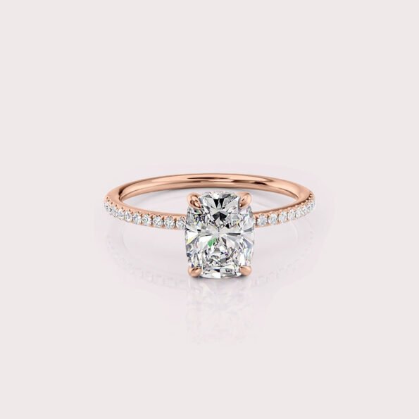 2.33 CT IGI Certified Elongated Cushion cut CVD Diamond,14K Rose Gold Diamond Ring, Hidden Halo & Side Diamonds Engagement Ring RE482