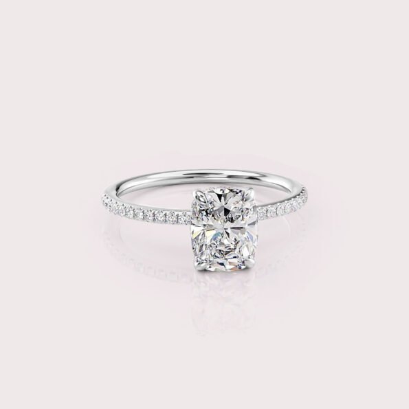 2.33 CT IGI Certified Elongated Cushion cut CVD Diamond,14K White Gold Diamond Ring, Hidden Halo & Side Diamonds Engagement Ring RE483