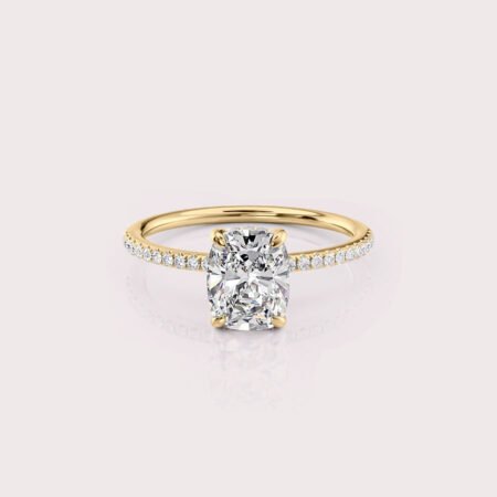 2.33 CT IGI Certified Elongated Cushion cut CVD Diamond,14K Yellow Gold Diamond Ring, Hidden Halo & Side Diamonds Engagement Ring RE484