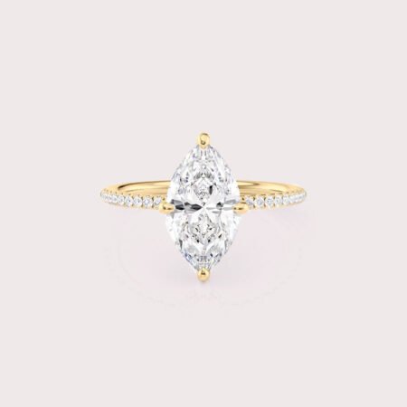 2.83 CT IGI Certified Marquise cut CVD Diamond,14K Yellow Gold Diamond Ring, Hidden Halo & Side Diamonds Engagement Ring RE487