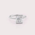 2.86 CT IGI Certified Princess cut CVD Diamond,14K White Gold Diamond Ring, Hidden Halo & Side Diamonds Engagement Ring RE489