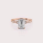 2.64 CT IGI Certified Emerald cut CVD Diamond,14K Rose Gold Wedding Ring, Side Round Diamonds Wedding Ring RE447