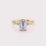 2.64 CT IGI Certified Emerald cut CVD Diamond,14K Yellow Gold Wedding Ring, Side Round Diamonds Wedding Ring RE449