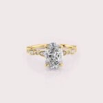 2.12 CT IGI Certified Oval cut CVD Diamond,14K Yellow Gold Wedding Ring, Side Round Diamonds Engagement Ring RE452