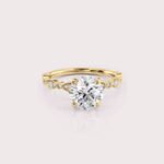 2.16 CT IGI Certified Round cut CVD Diamond,14K Yellow Gold Wedding Ring, Side Round Diamonds Engagement Ring RE464