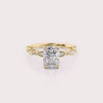 1.93 CT IGI Certified Radiant cut CVD Diamond,14K Yellow Gold Wedding Ring, Side Round Diamonds Engagement Ring RE461