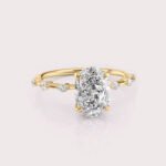 2.17 CT IGI Certified Oval cut CVD Diamond,14K Yellow Gold & Side Round Diamonds Ring RE528