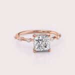 2.13 CT IGI Certified Princess cut CVD Diamond,14K Rose Gold & Side Round Diamonds Ring RE530