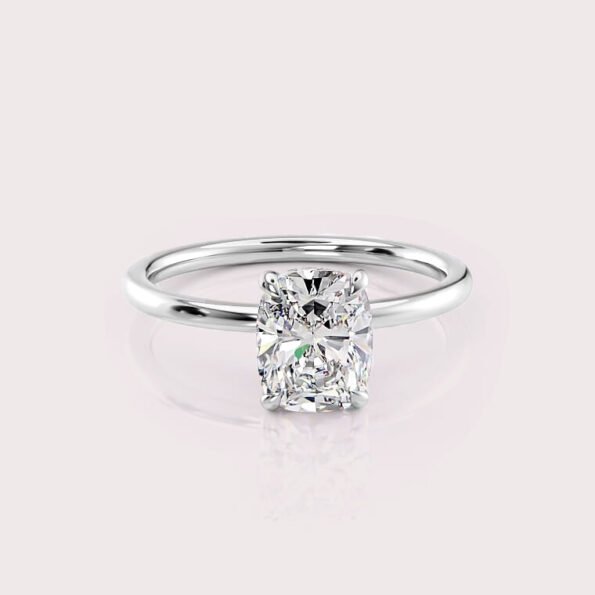 2.13 CT IGI Certified Elongated Cushion cut CVD Diamond,14K White Gold Diamond Ring, Hidden Halo Engagement Ring RE504