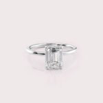 1.96 CT IGI Certified Emerald cut CVD Diamond,14K White Gold & Side Round Diamonds Ring RE537