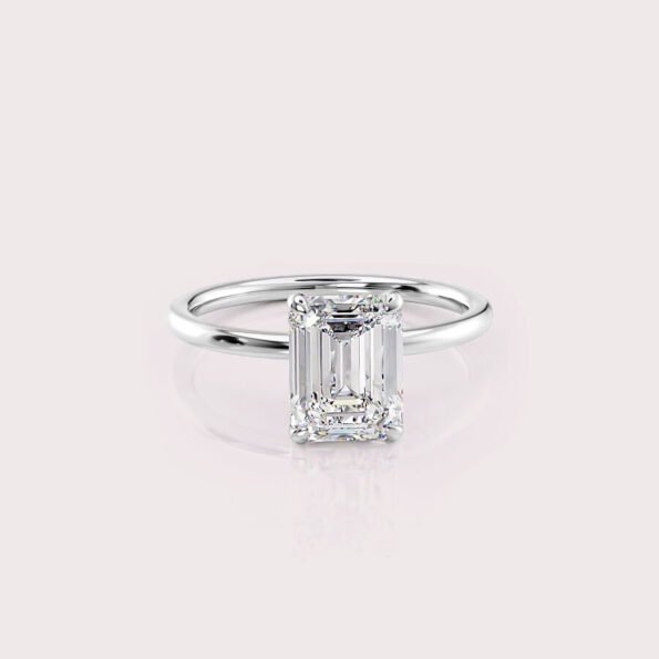 1.96 CT IGI Certified Emerald cut CVD Diamond,14K White Gold & Side Round Diamonds Ring RE537