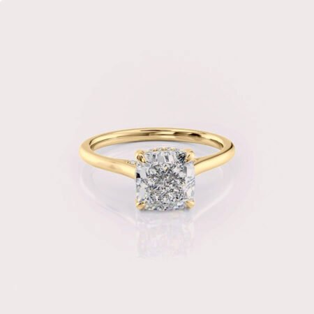 2.16 CT IGI Certified Cushion cut CVD Diamond,14K Yellow Gold Wedding Ring, Hidden Halo Anniversary Ring, Promise Ring RE417