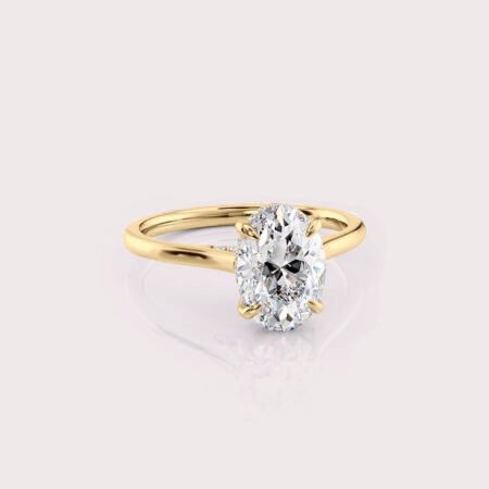 2.16 CT IGI Certified Oval cut CVD Diamond,14K Yellow Gold Wedding Ring, Hidden Halo Wedding Ring RE425