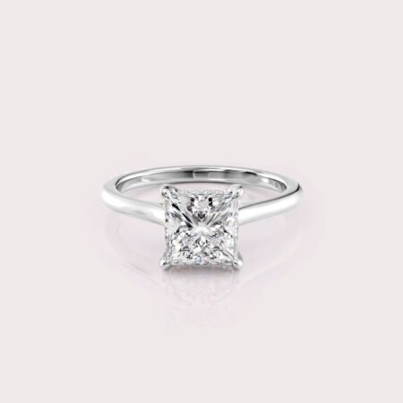 2.72 CT IGI Certified Princes cut CVD Diamond,14K White Gold Wedding Ring, Hidden Halo Wedding Ring RE426