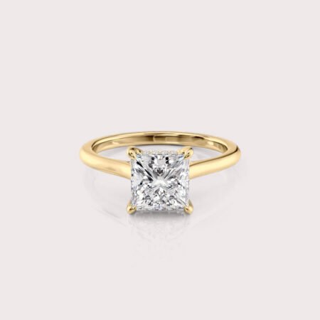 2.72 CT IGI Certified Princes cut CVD Diamond,14K Yellow Gold Wedding Ring, Hidden Halo Wedding Ring RE428