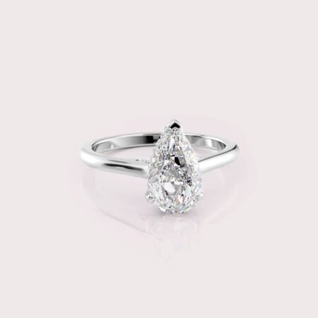 2.00 CT IGI Certified Pear cut CVD Diamond,14K White Gold Wedding Ring, Hidden Halo Wedding Ring RE430