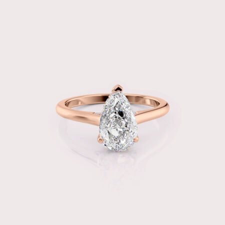 2.00 CT IGI Certified Pear cut CVD Diamond,14K Rose Gold Wedding Ring, Hidden Halo Wedding Ring RE429