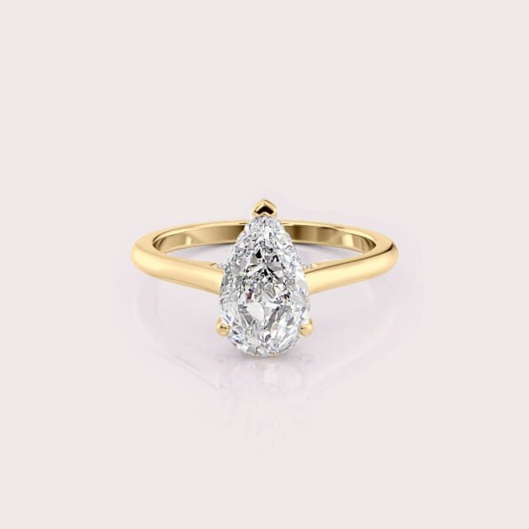 2.00 CT IGI Certified Pear cut CVD Diamond,14K Yellow Gold Wedding Ring, Hidden Halo Wedding Ring RE431