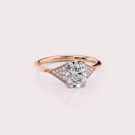 2.18 CT IGI Certified Elongated Cushion cut CVD Diamond,14K Rose Gold Diamond Ring, Side Round Diamonds Engagement Ring RE510