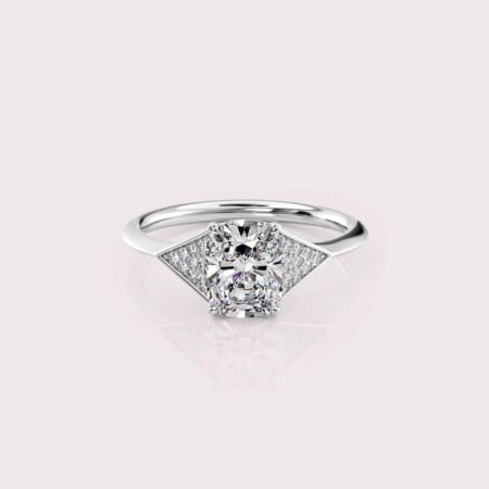 2.18 CT IGI Certified Elongated Cushion cut CVD Diamond,14K White Gold Diamond Ring, Side Round Diamonds Engagement Ring RE511