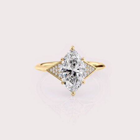 2.68 CT IGI Certified Marquise cut CVD Diamond,14K Yellow Gold Diamond Ring, Side Diamonds Engagement Ring RE500