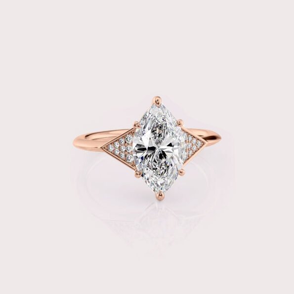 2.68 CT IGI Certified Marquise cut CVD Diamond,14K Rose Gold Diamond Ring, Side Diamonds Engagement Ring RE501