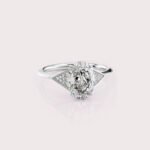 2.18 CT IGI Certified Oval cut CVD Diamond,14K White Gold Diamond Ring, Side Round Diamonds Wedding Ring RE519