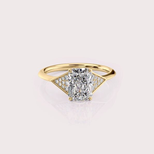 1.99 CT IGI Certified Radiant cut CVD Diamond,14K Yellow Gold Diamond Ring, Hidden Halo Engagement Ring RE506