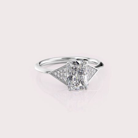 1.99 CT IGI Certified Radiant cut CVD Diamond,14K White Gold Diamond Ring, Hidden Halo Engagement Ring RE508