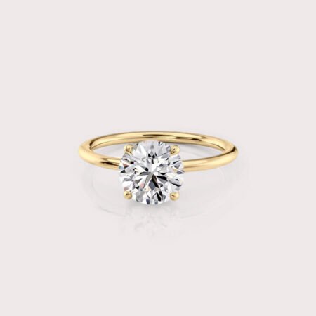 2.0 CT IGI Certified Round cut CVD Diamond,14K Yellow Gold Wedding Ring, Solitaire Anniversary Ring, Promise Ring RE413