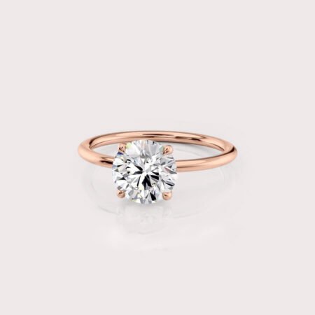 2.0 CT IGI Certified Round cut CVD Diamond,14K Rose Gold Wedding Ring, Solitaire Anniversary Ring, Promise Ring RE414