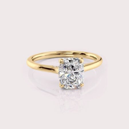 2.81 CT IGI Certified Elongated Cushion cut CVD Diamond,14K Yellow Gold Wedding Ring, Hidden Halo Wedding Ring RE419