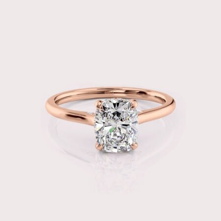 2.81 CT IGI Certified Elongated Cushion cut CVD Diamond,14K Rose Gold Wedding Ring, Hidden Halo Wedding Ring RE418