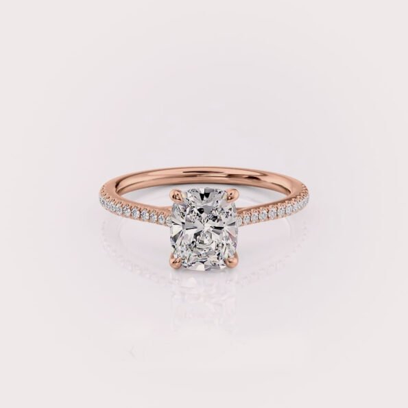 2.11 CT IGI Certified Elongated Cushion cut CVD Diamond,14KT Rose Gold Solitaire Ring RE691