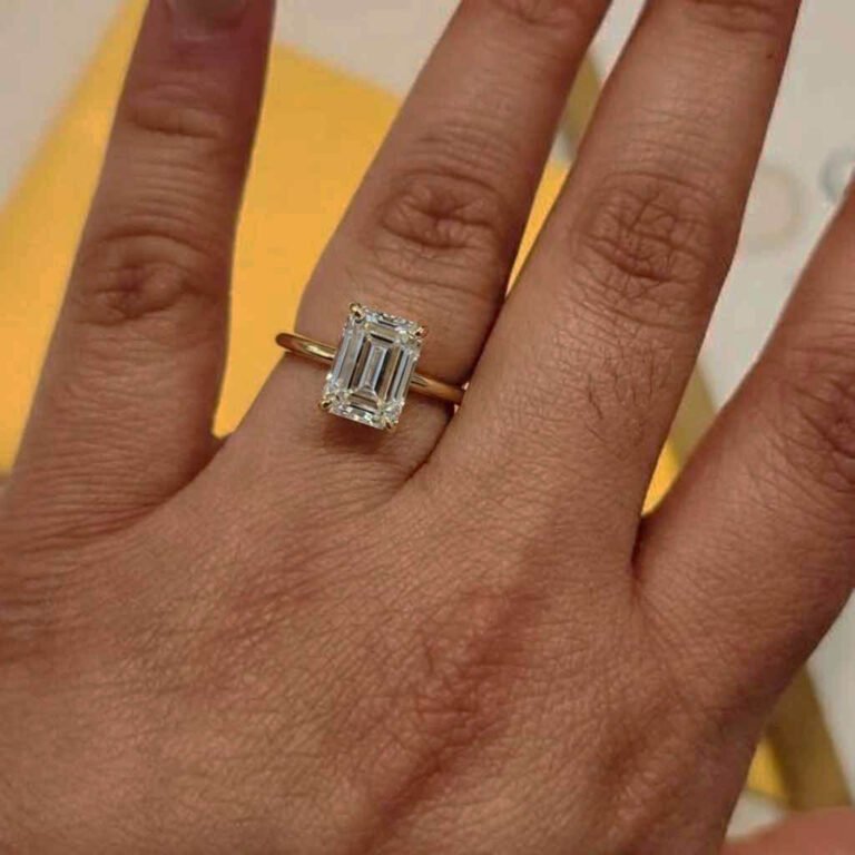 1.93 CT IGI Certified Emerald cut CVD Diamond,14KT Yellow Gold Ring RE648 photo review