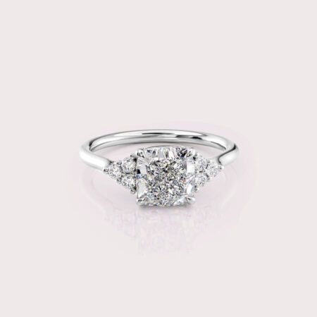 1.75 CT IGI Certified Cushion cut CVD Diamond,14K White Gold & Side Round Diamonds Ring RE568